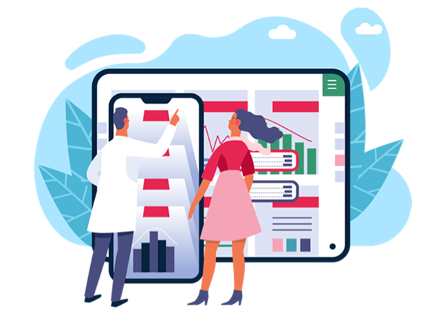 Employees are checking the HRMS software dashboard